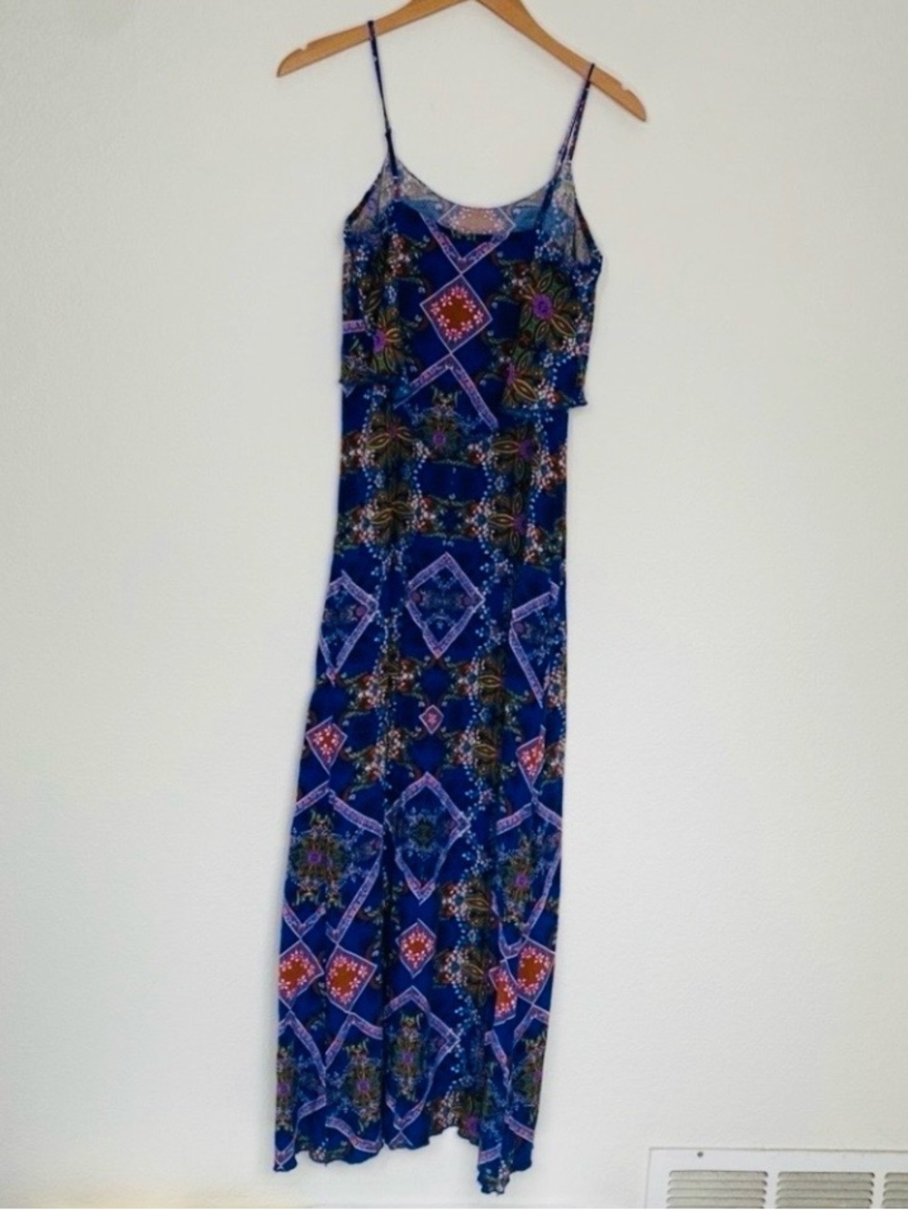 3/$25 Xhilaration Junior Blue Paisley Maxi Dress Size Small Boho Hippie Vacation - Picture 2 of 14